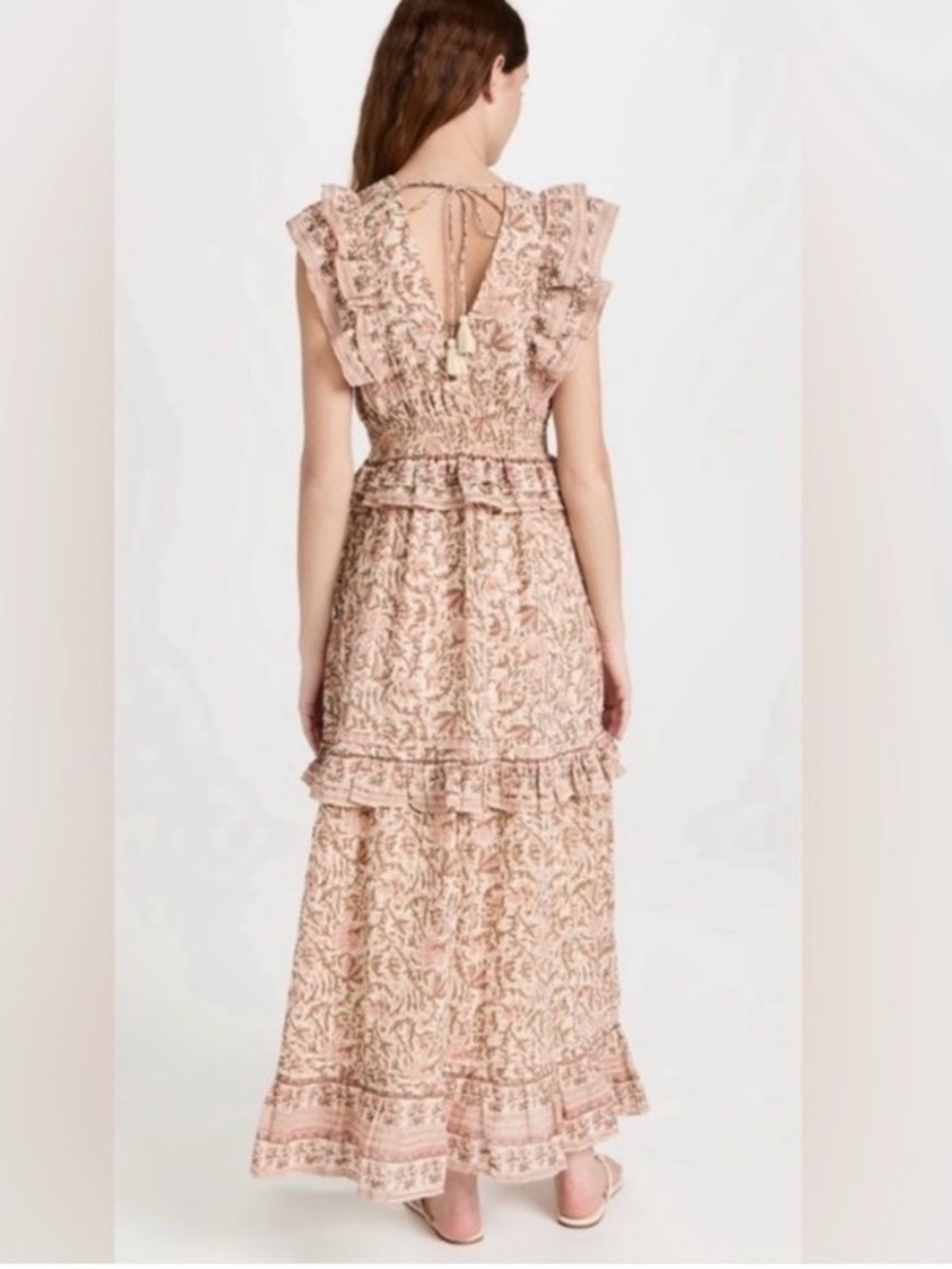 Cleobella Cherie Boho Maxi Floral Tiered Ruffle Strap Dress (Small) - Picture 2 of 16